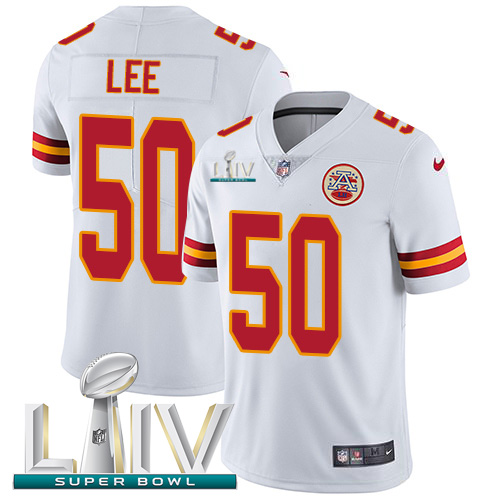 Kansas City Chiefs Nike 50 Darron Lee White Super Bowl LIV 2020 Youth Stitched NFL Vapor Untouchable Limited Jersey